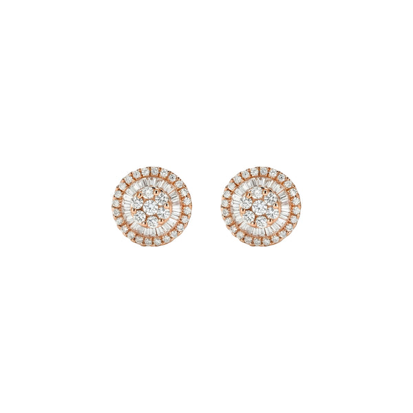 10mm Diamond Cluster Stud Earrings in 18K Gold | JJ Jewelry Miami