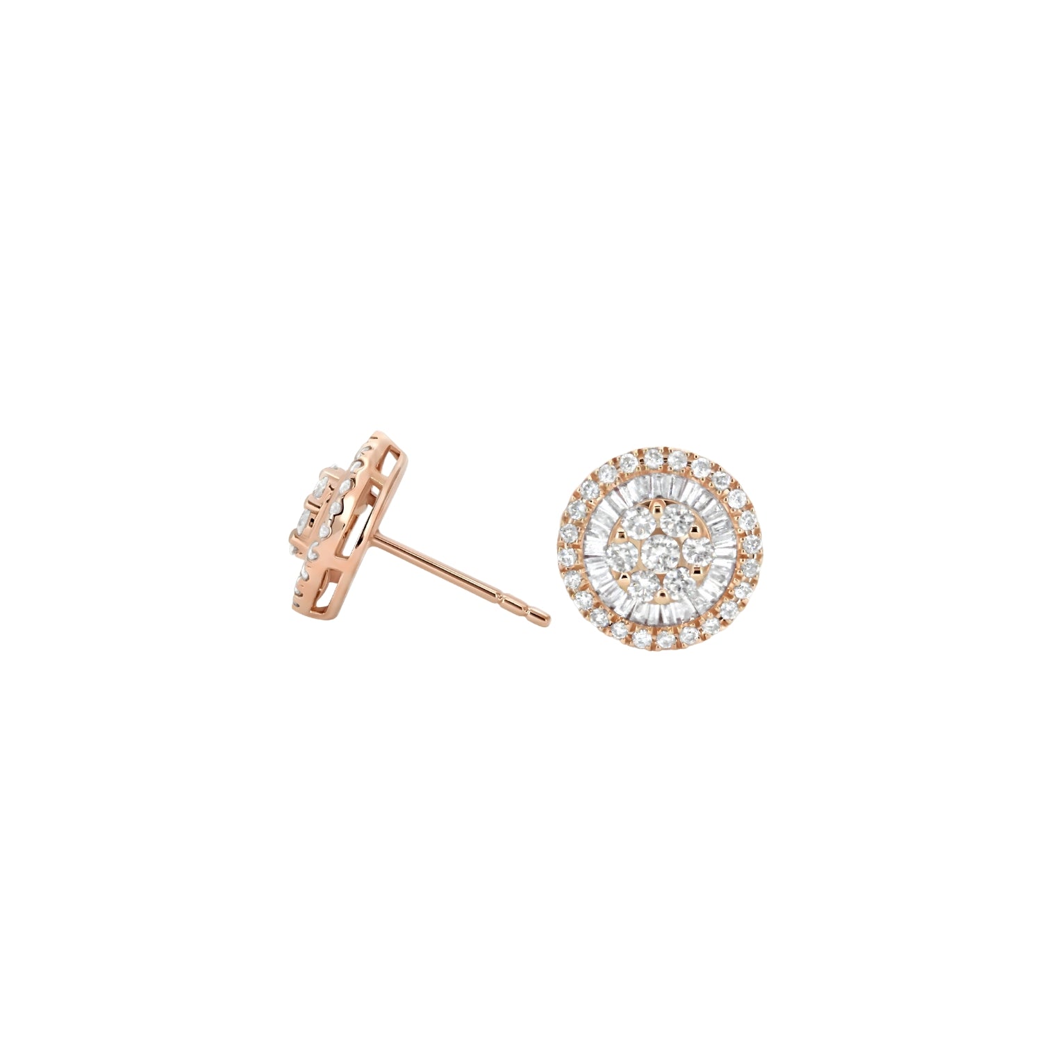10mm Diamond Cluster Stud Earrings in 18K Gold