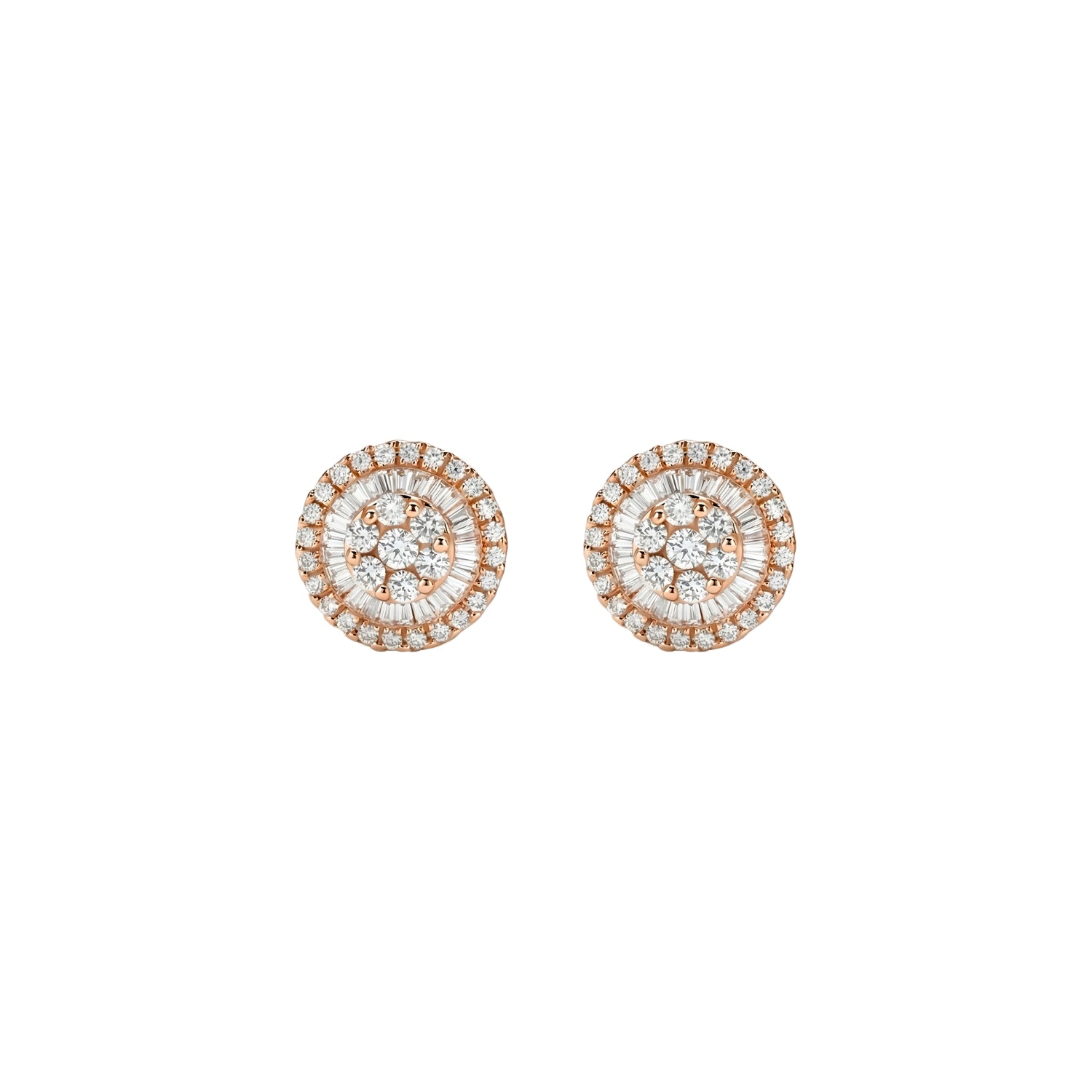 10mm Diamond Cluster Stud Earrings in 18K Gold