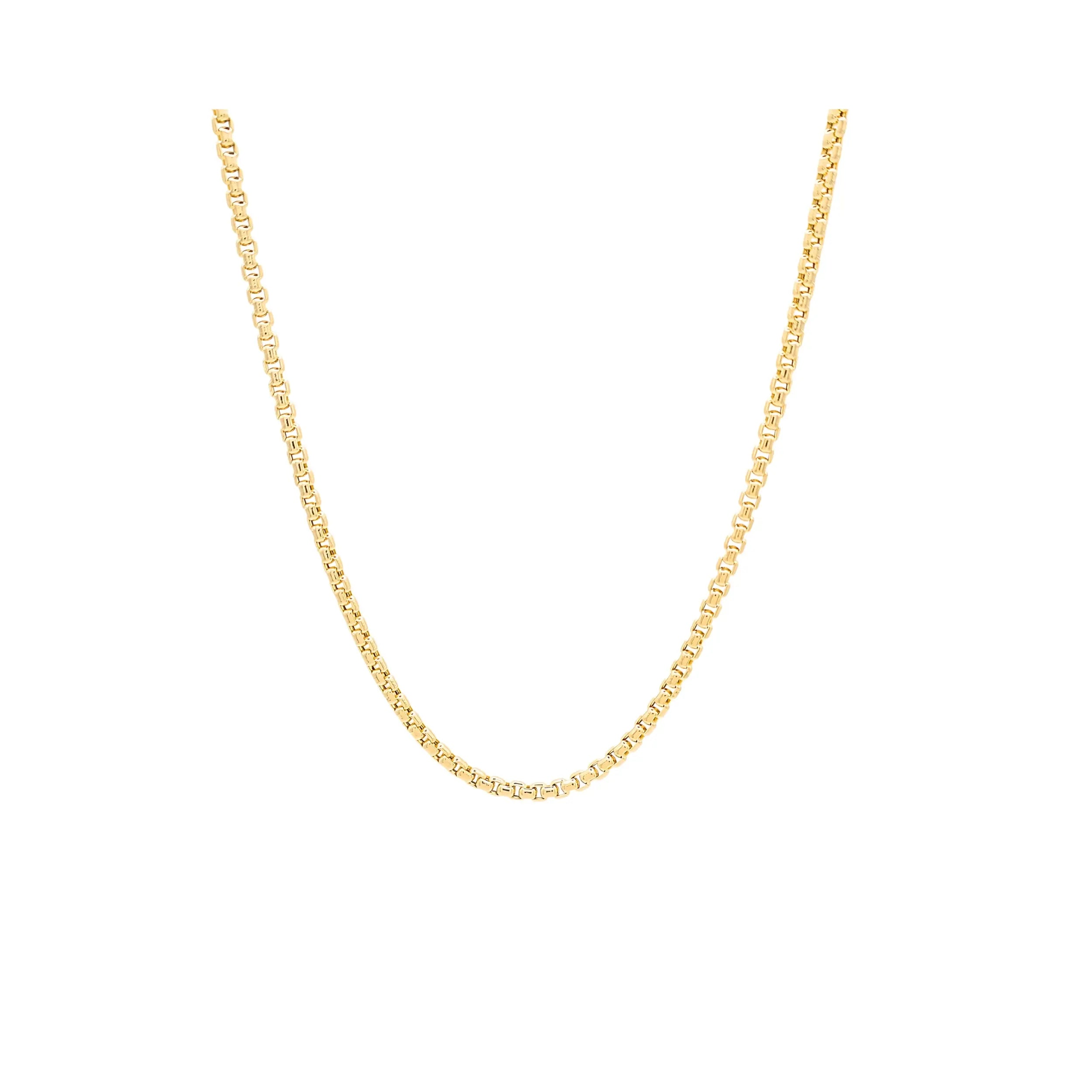 14K Yellow Gold Box Chain Necklace | JJ Jewelry Miami