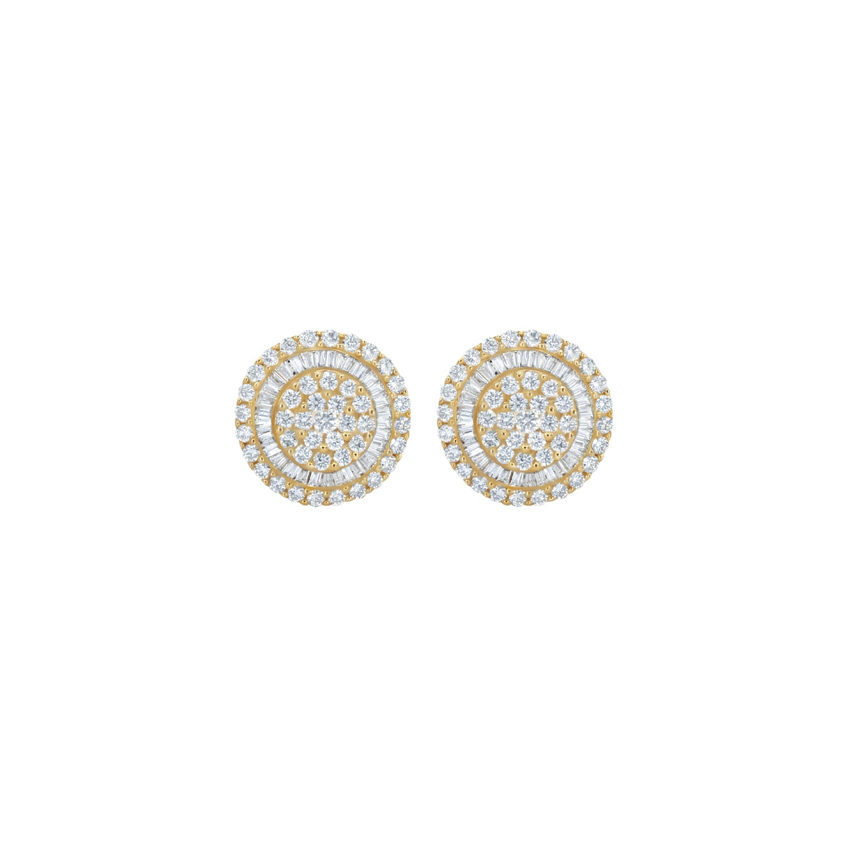 Diamond Cluster Stud Earrings in 18K Yellow Gold | JJ Jewelry Miami