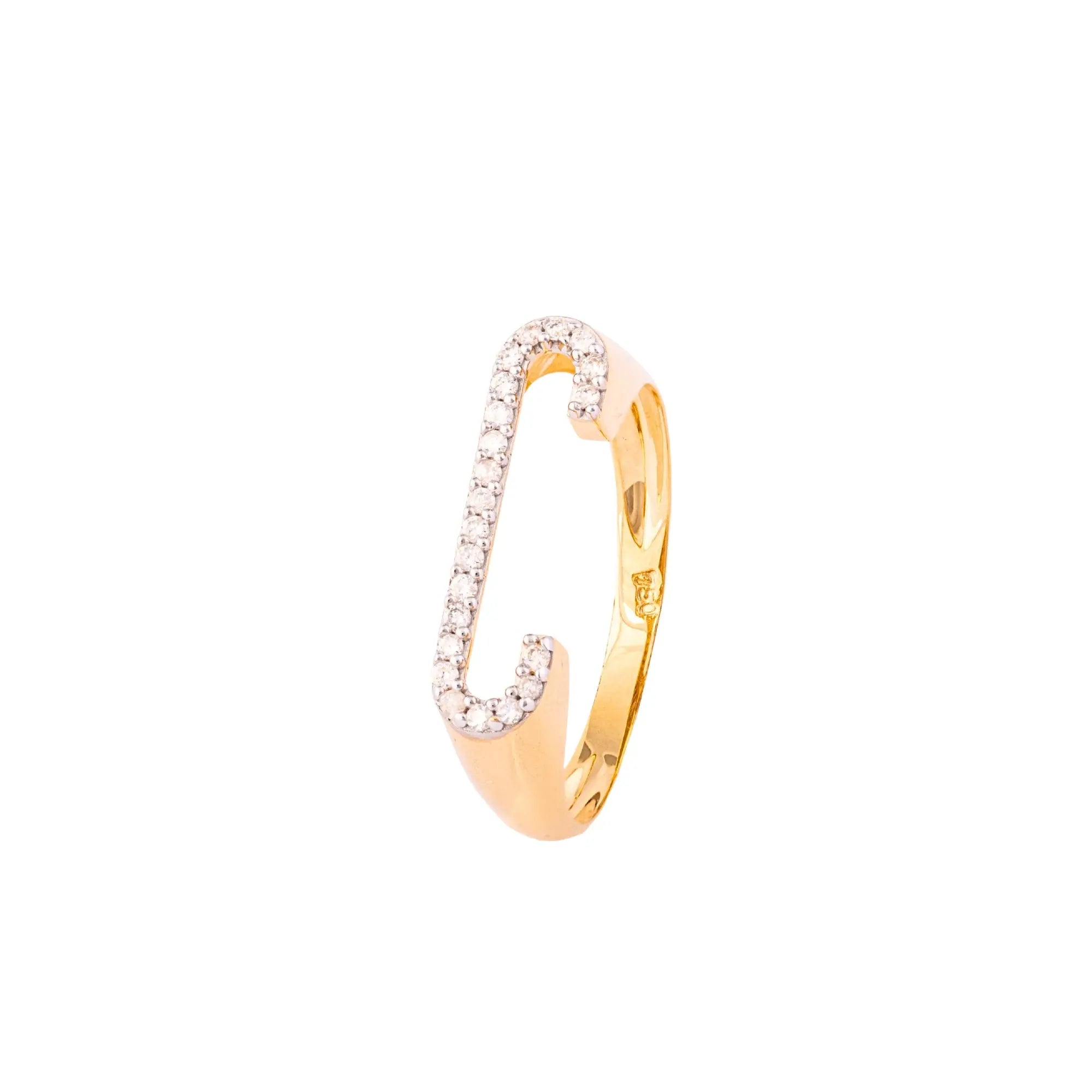 LETTER GOLD DIA RING 18KY Princess Jewelry Shop