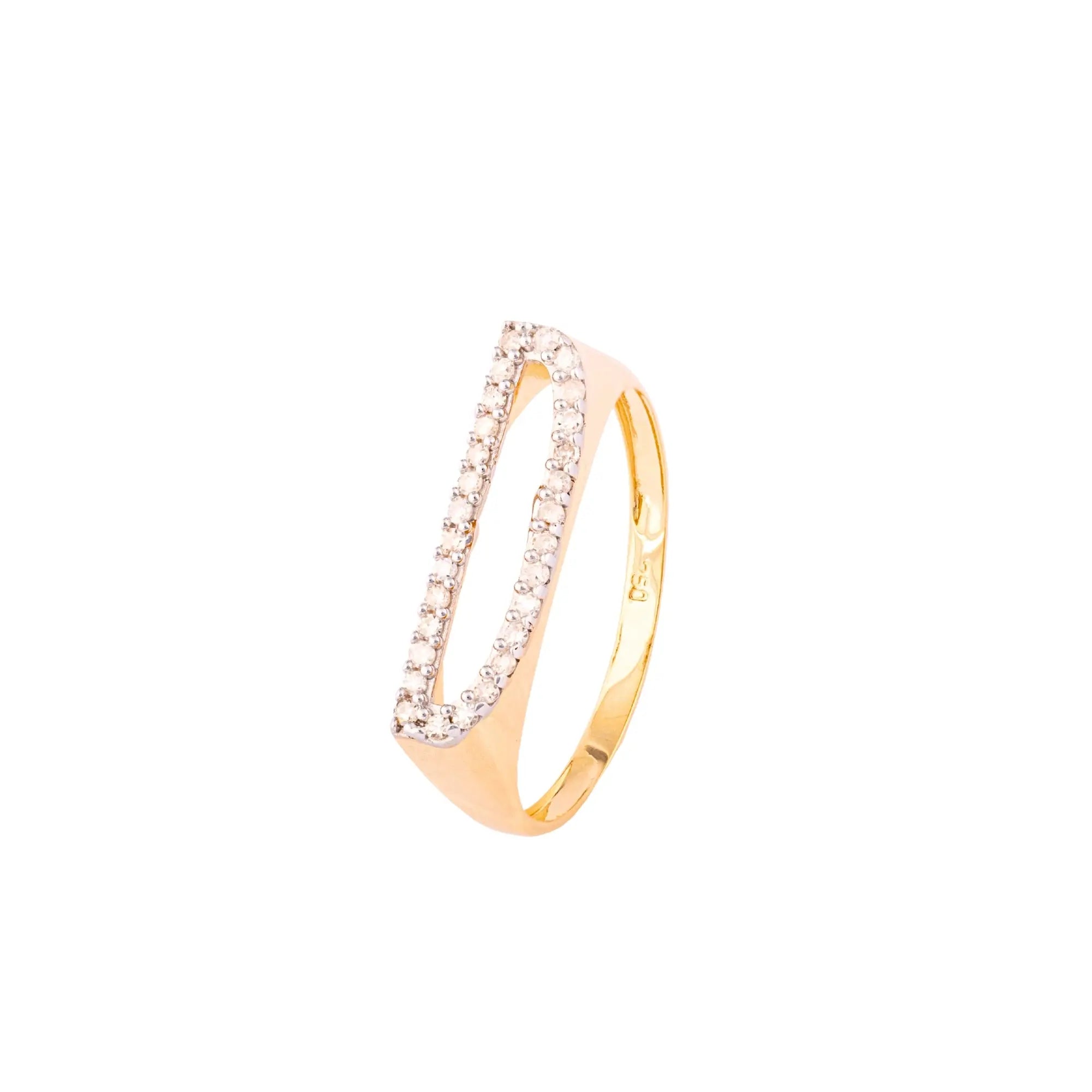 LETTER GOLD DIA RING 18KY Princess Jewelry Shop