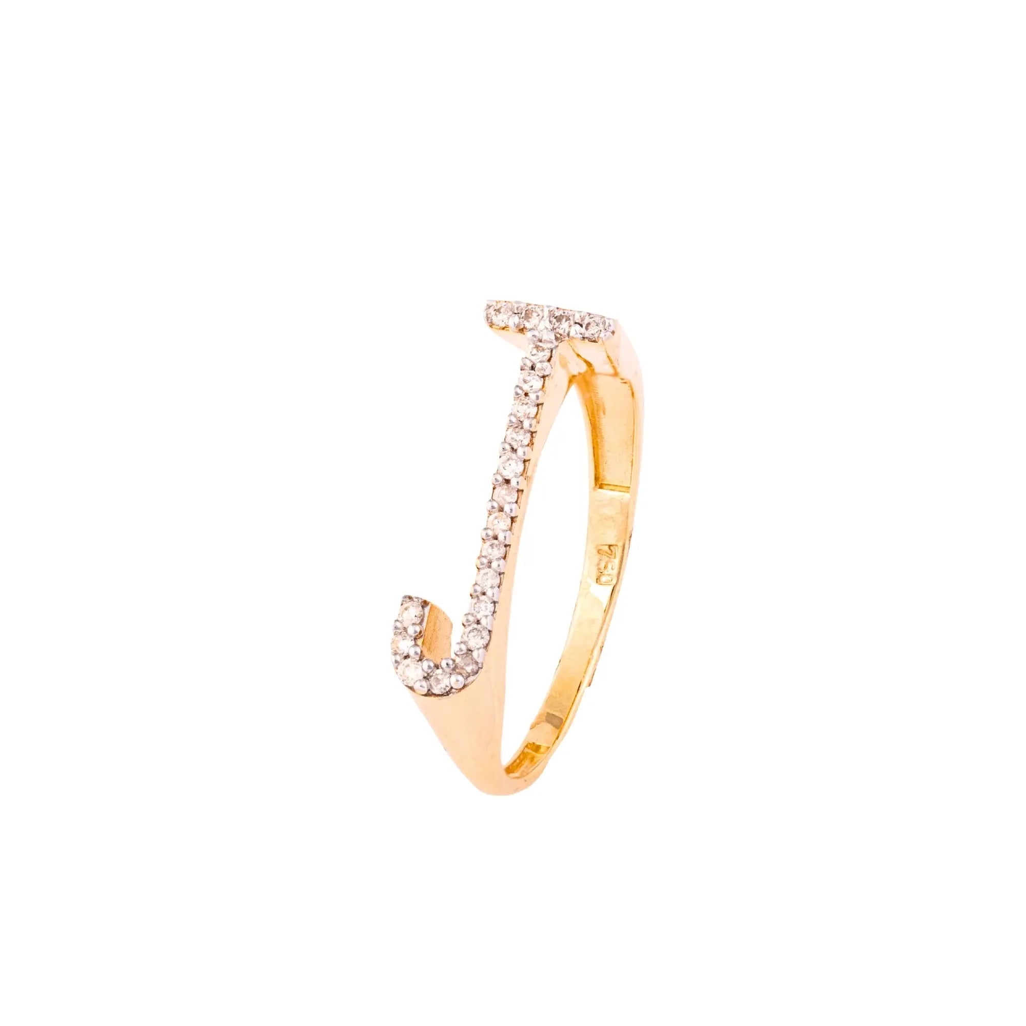 LETTER GOLD DIA RING 18KY Princess Jewelry Shop
