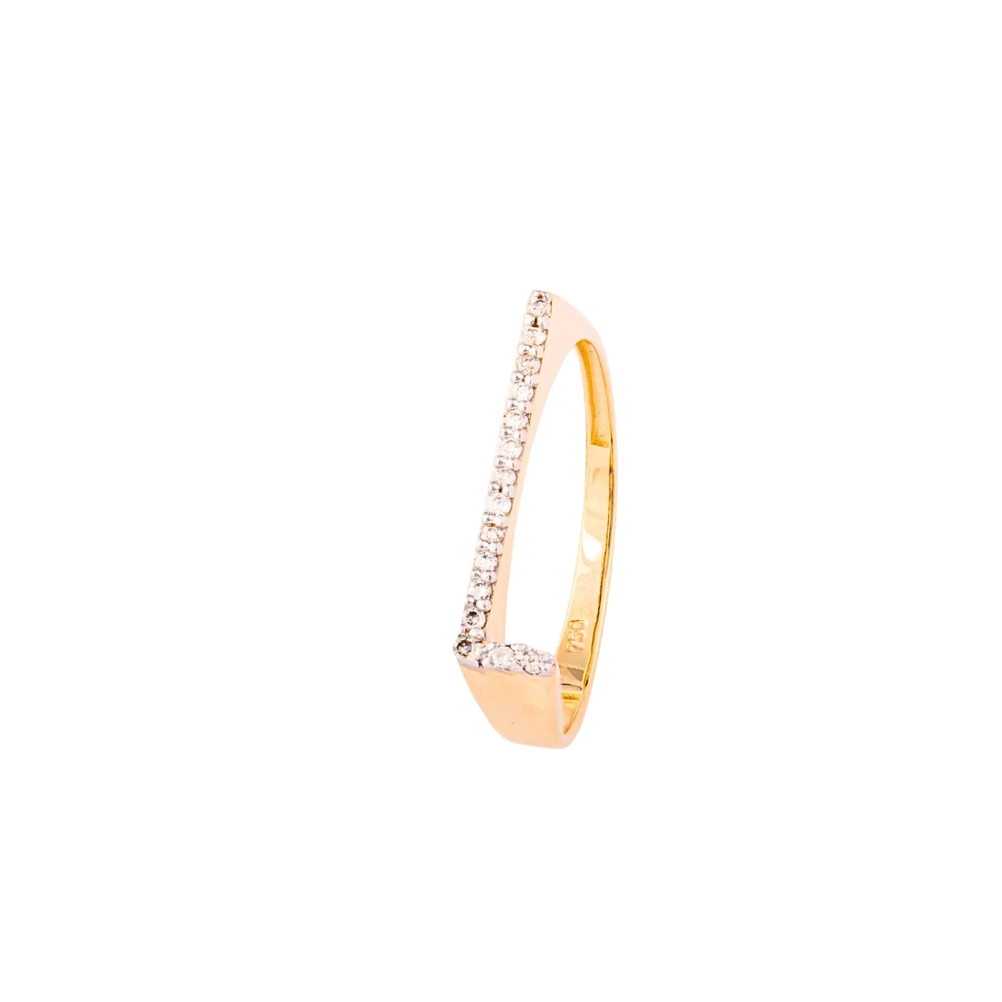 LETTER GOLD DIA RING 18KY Princess Jewelry Shop