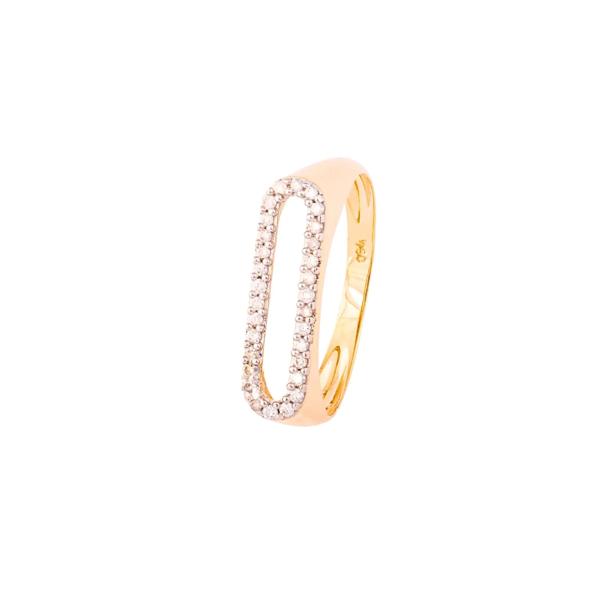 LETTER GOLD DIA RING 18KY Princess Jewelry Shop
