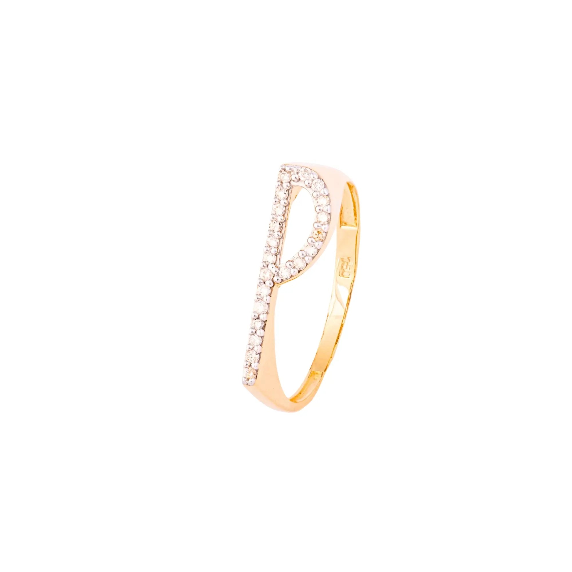 LETTER GOLD DIA RING 18KY Princess Jewelry Shop