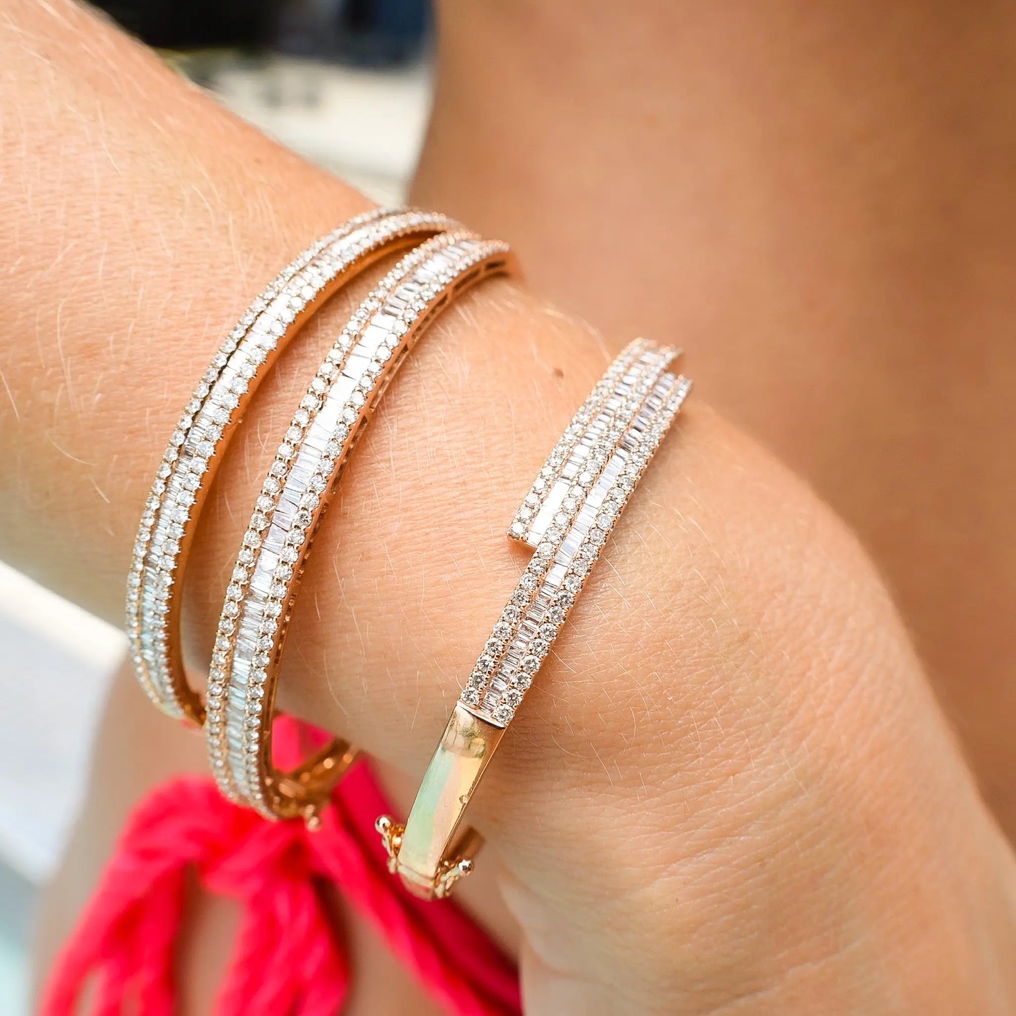 Triple Row Diamond Bangle-Princess Jewelry Shop