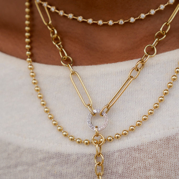 3mm Gold Bead Necklace in 14K Yellow Gold