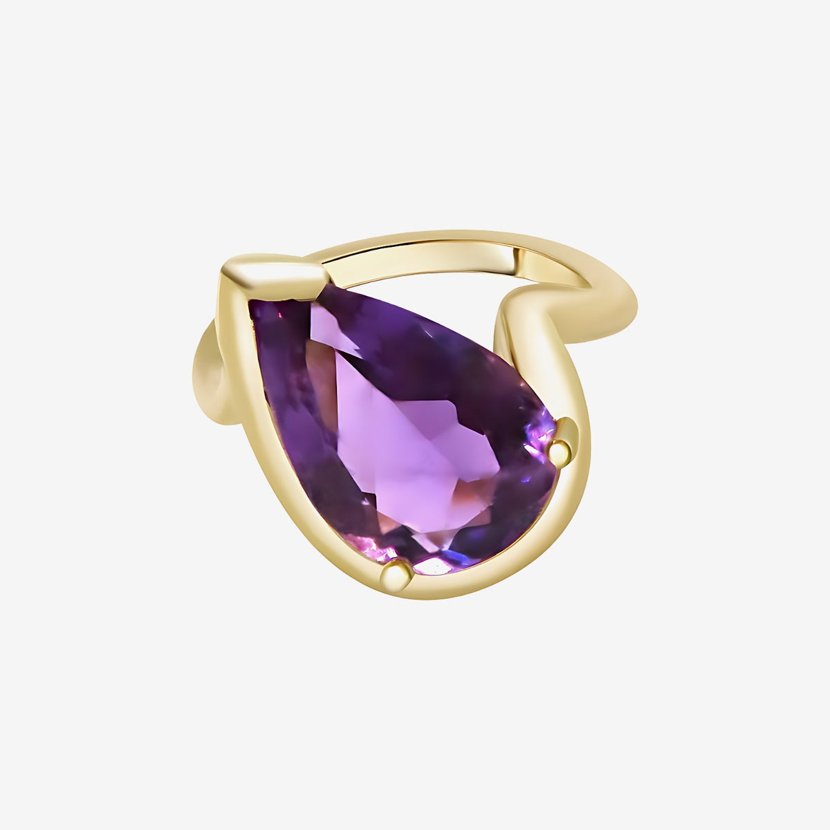 Amethyst Open Ring in 14K Yellow Gold | JJ Jewelry