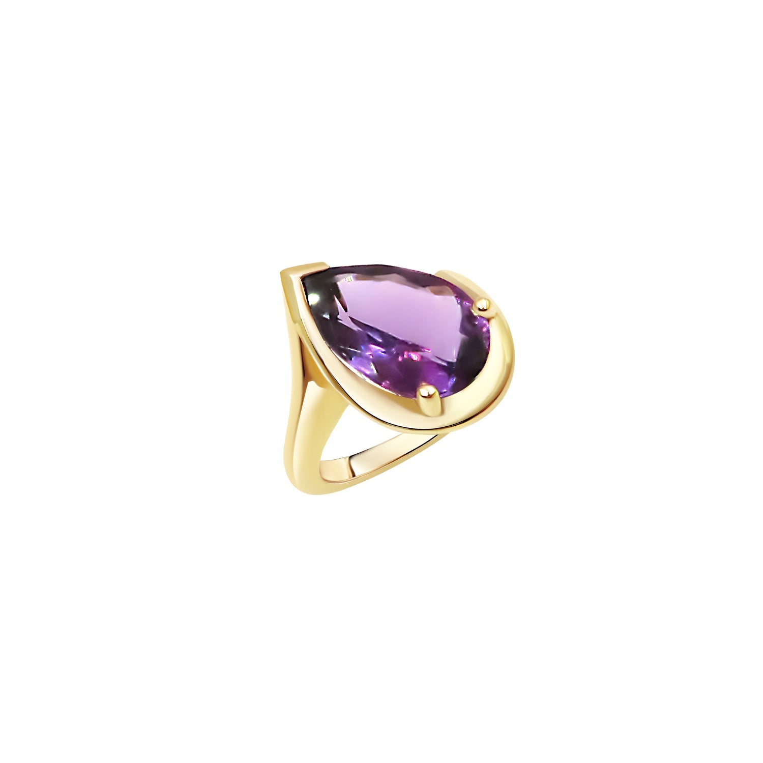 Amethyst Open Ring in 14K Yellow Gold