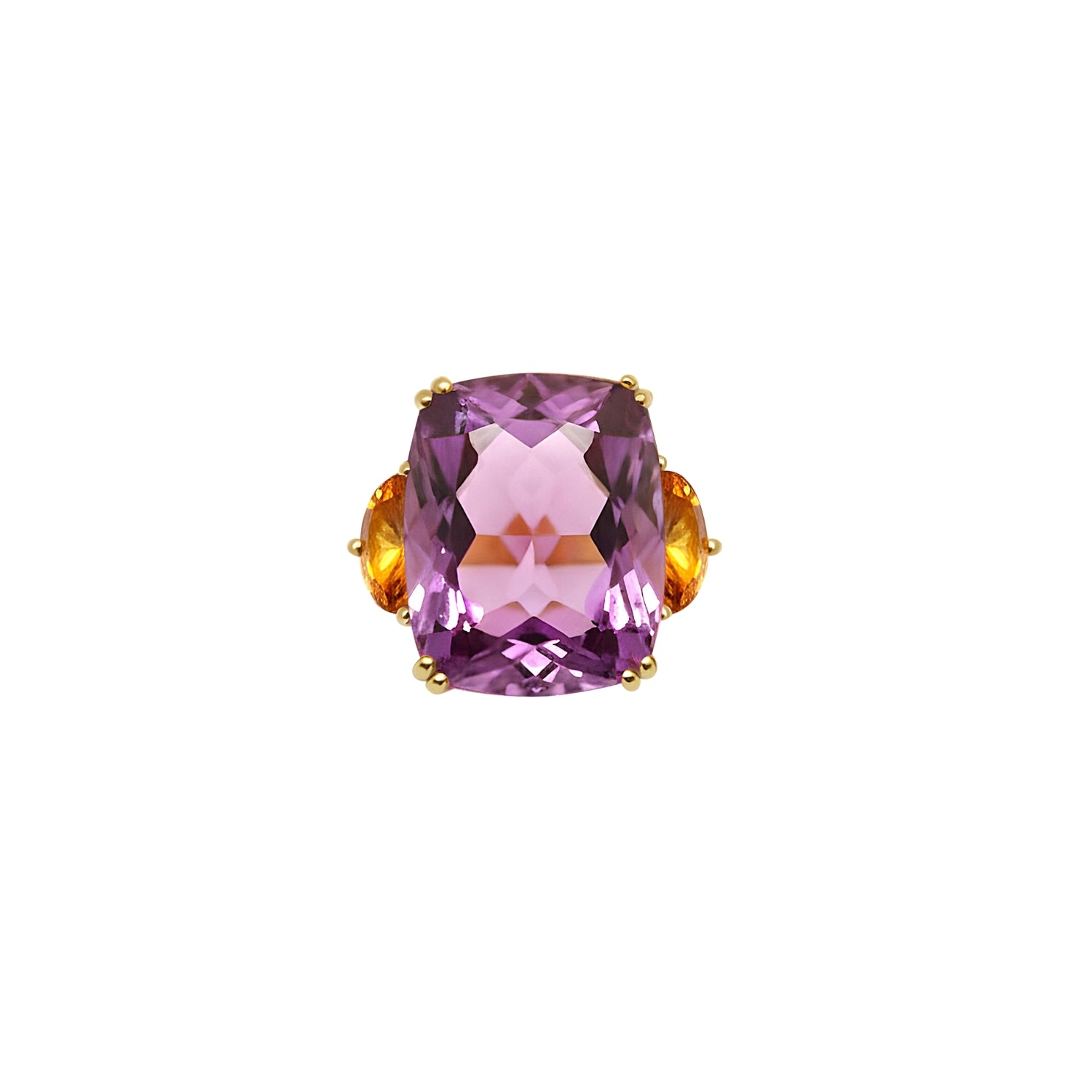 Amethyst and Citrine Cocktail Ring in 18K Yellow Gold