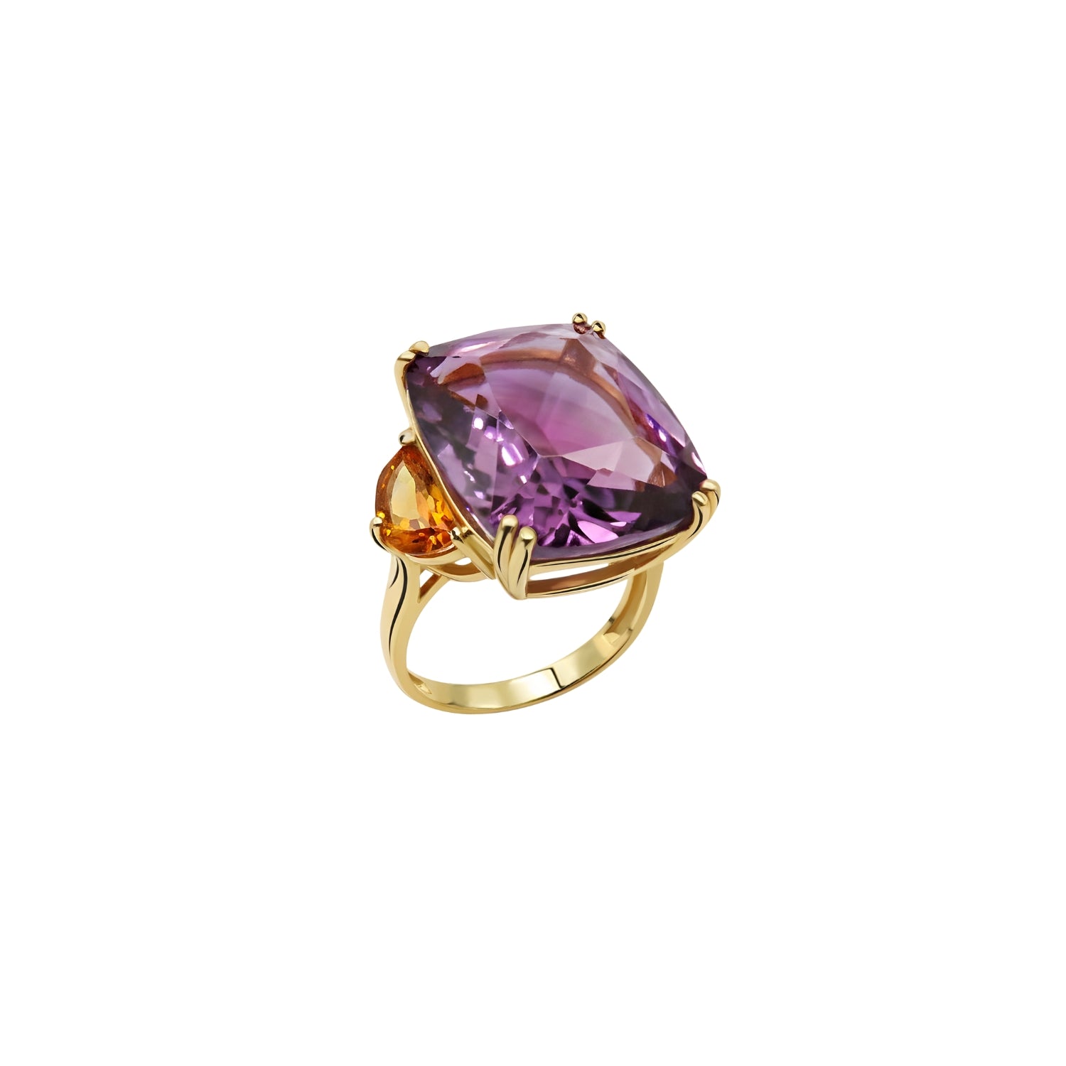Amethyst & Citrine Cocktail Ring in 18K Yellow Gold
