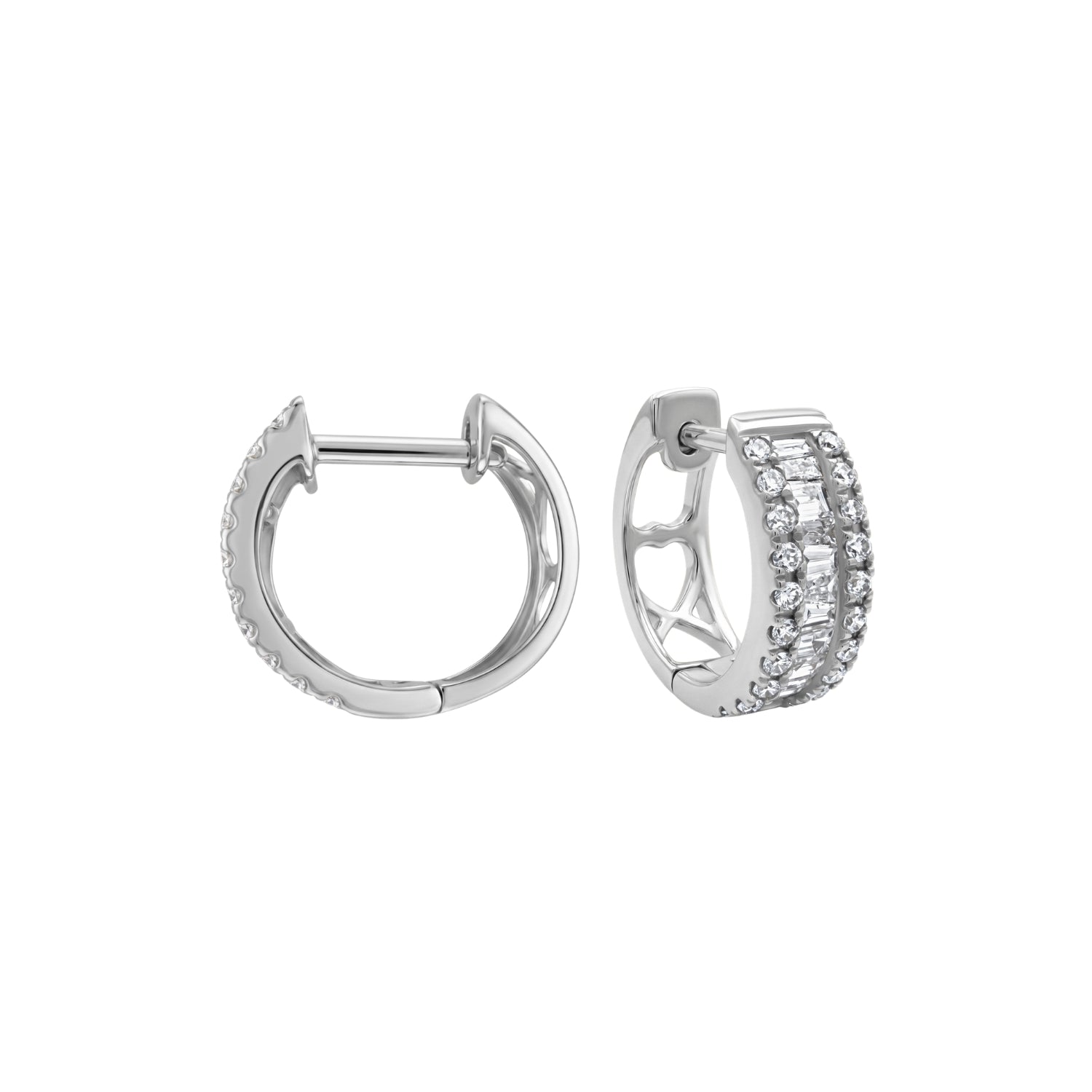 Baguette Diamond Hoop Earrings in 18K Gold