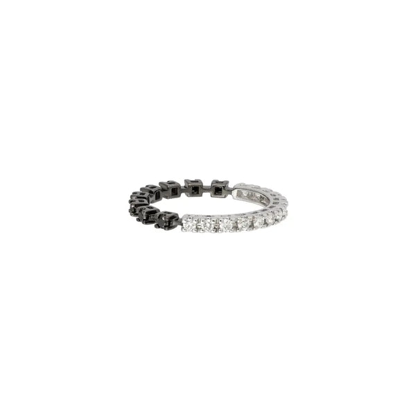 Black and White Diamond Eternity Band 18K White Gold | JJ Jewelry Miami