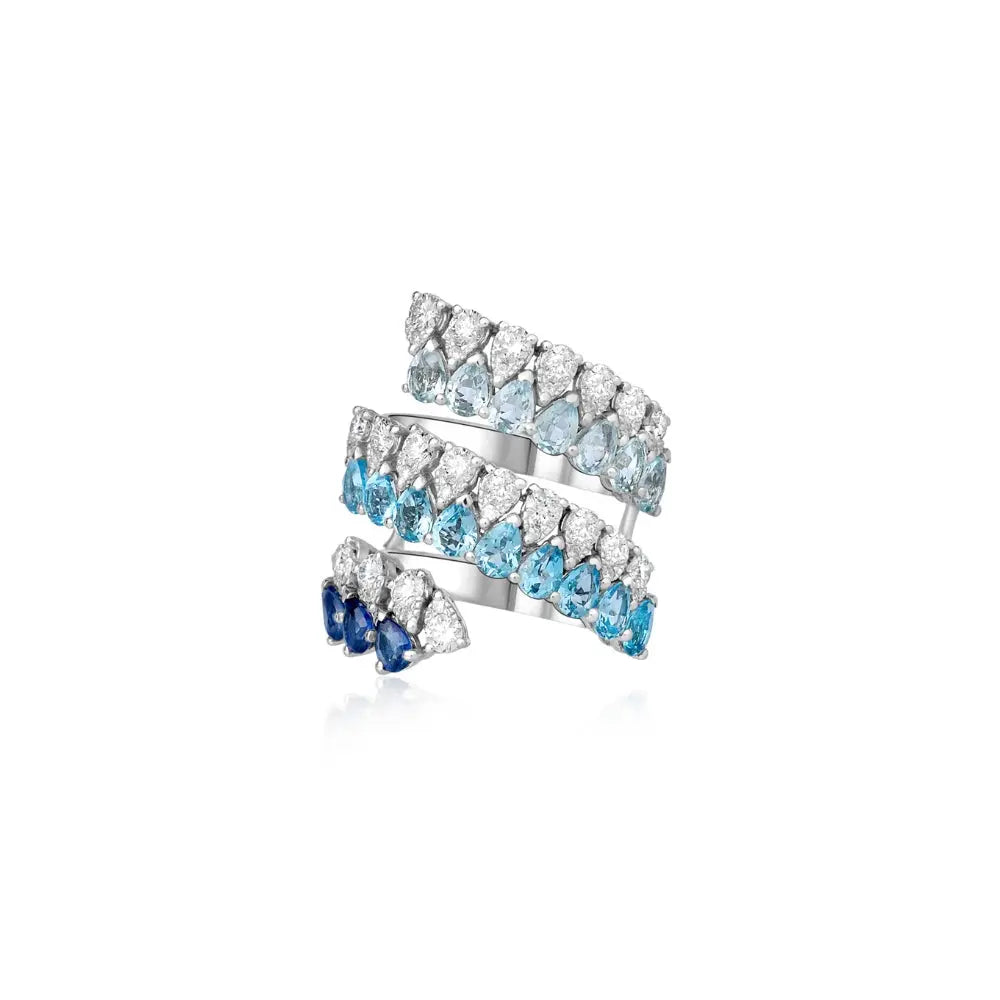 Blue Gradient Wrap Ring with Diamonds Princess Jewelry Shop