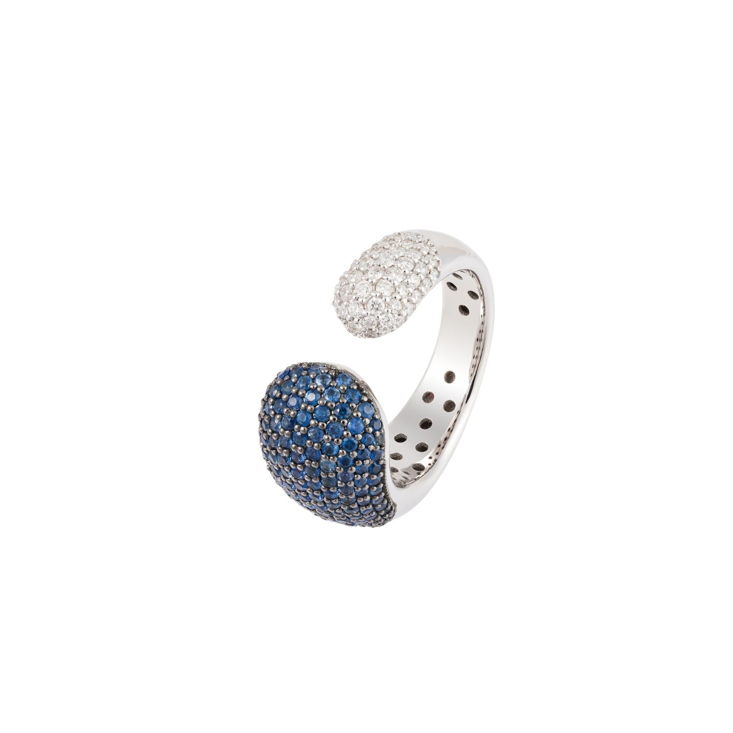 Blue Sapphire & Diamond Open Ring