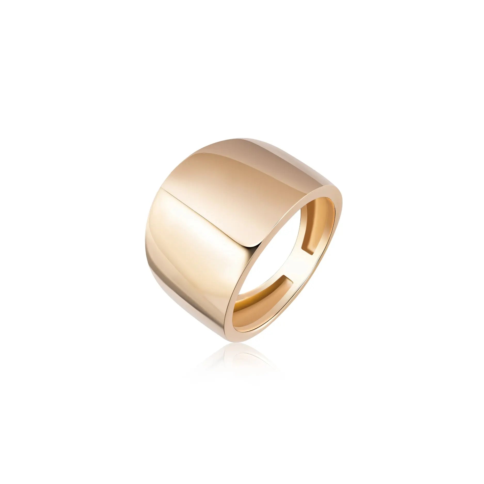 Cigar band ring in 14K yellow gold by JJ Jewelry