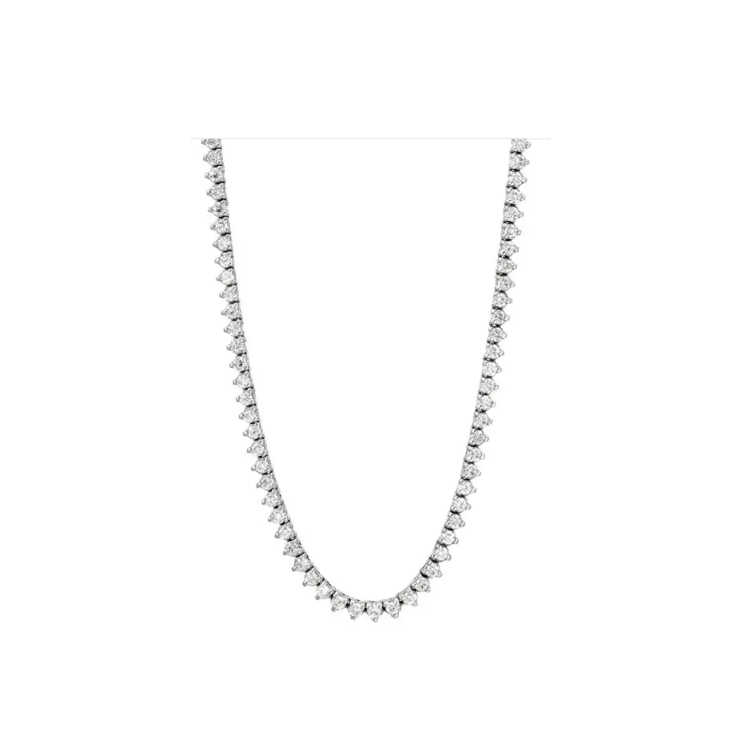 Claudia Diamond Tennis Necklace in 18K White Gold | JJ Jewelry Miami