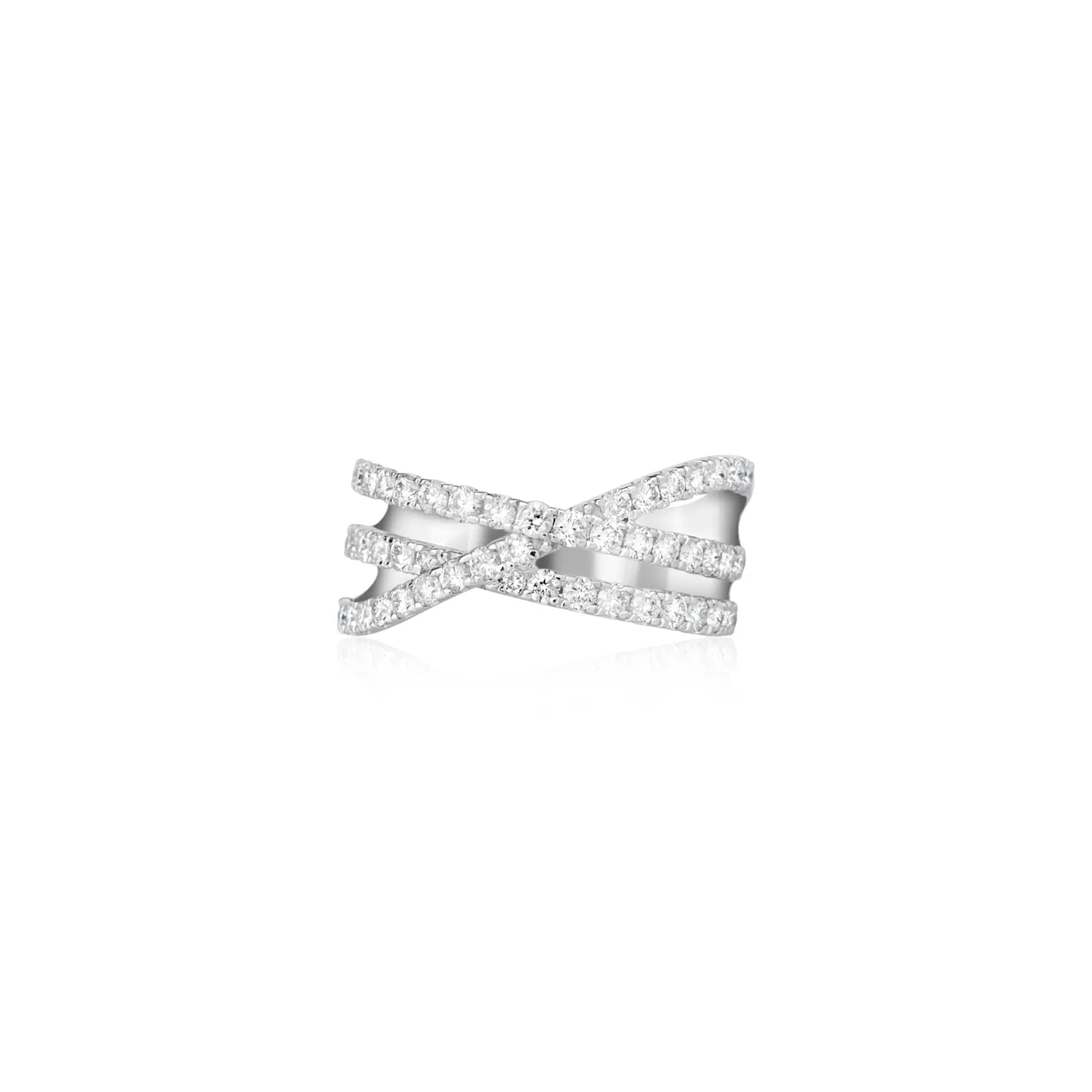 Crossing Rows Diamond Ring in 14K White Gold | JJ Jewelry Miami