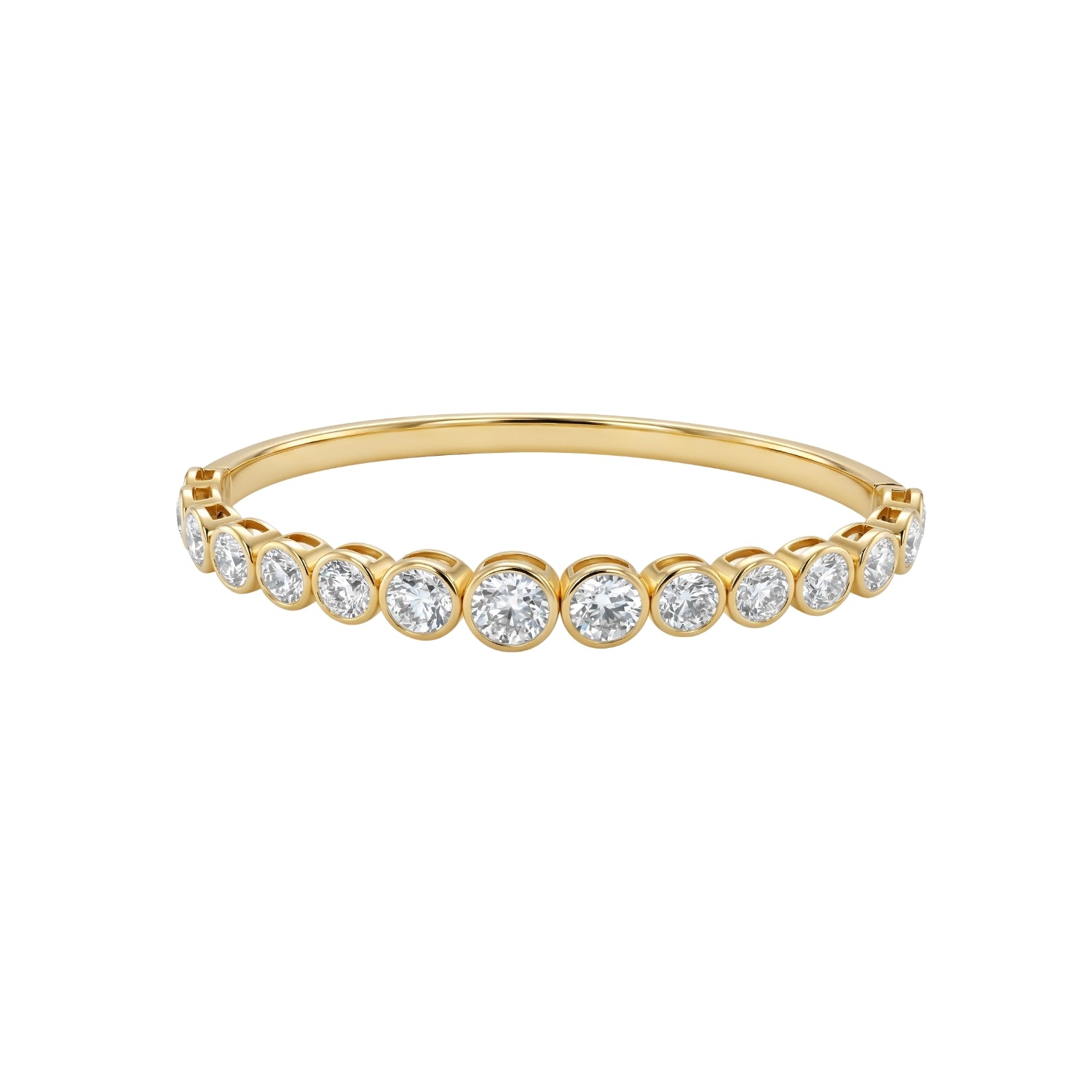 Dégradé Diamond Bezel Bangle 18K Yellow Gold | JJ Jewelry Miami