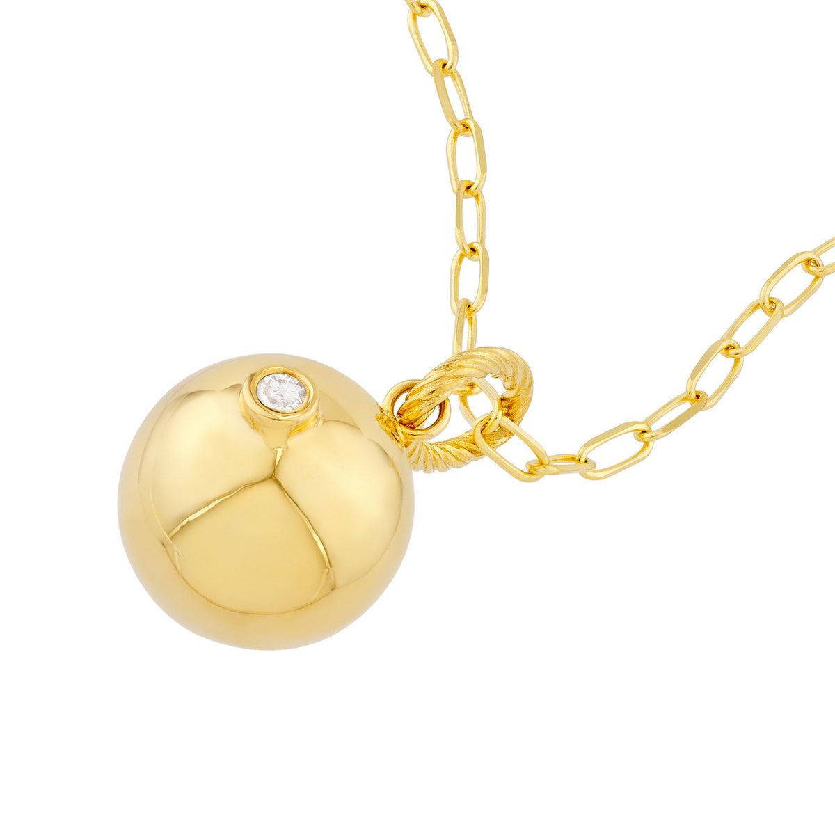 Diamond Accent Gold Ball Pendant in 14K Yellow Gold