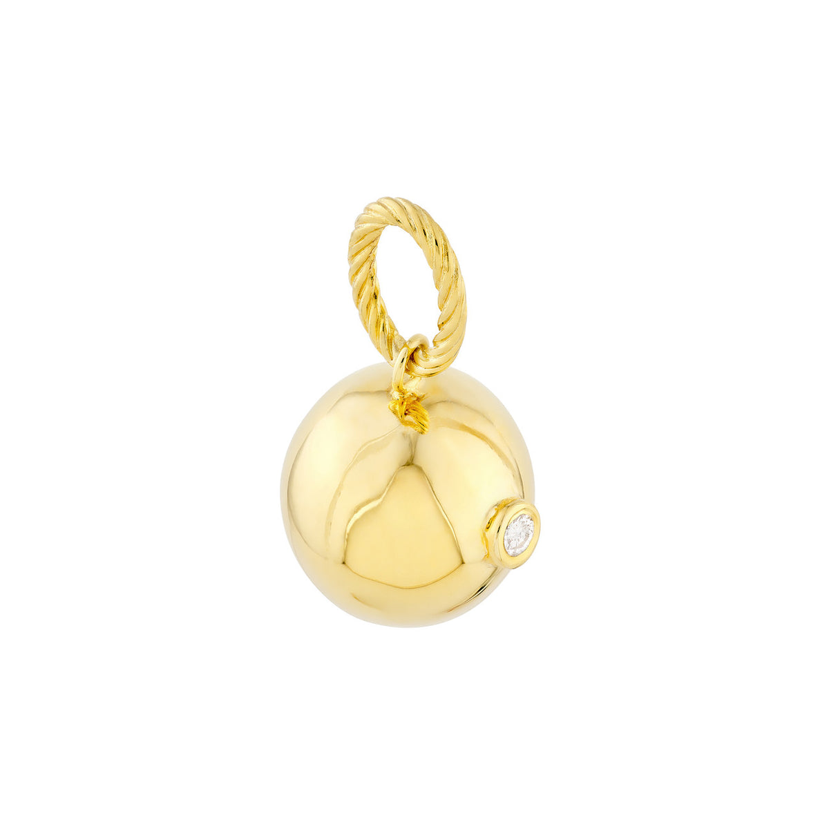 Diamond Accent Gold Ball Pendant in 14K Yellow Gold, view 3 | JJ Jewelry Miami