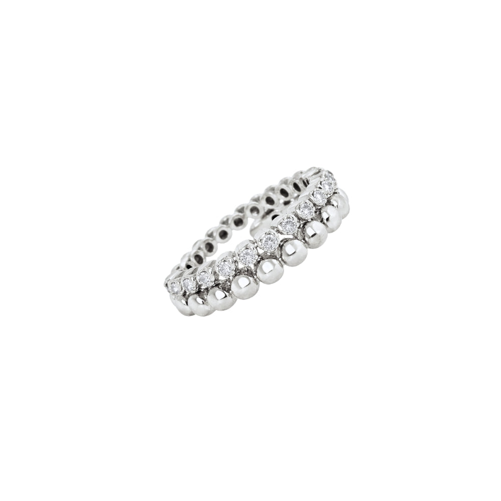 Diamond Beaded Flexible Stackable Ring in 14K Gold | JJ Jewelry Miami
