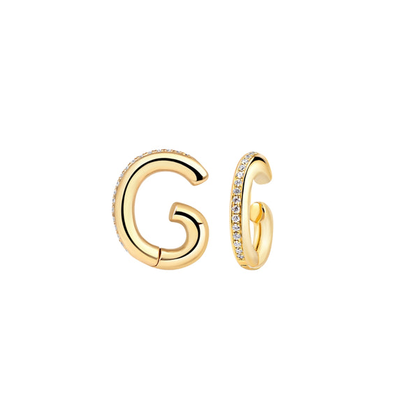 Diamond Circle Ear Cuffs in 18K Yellow Gold | JJ Jewelry Miami