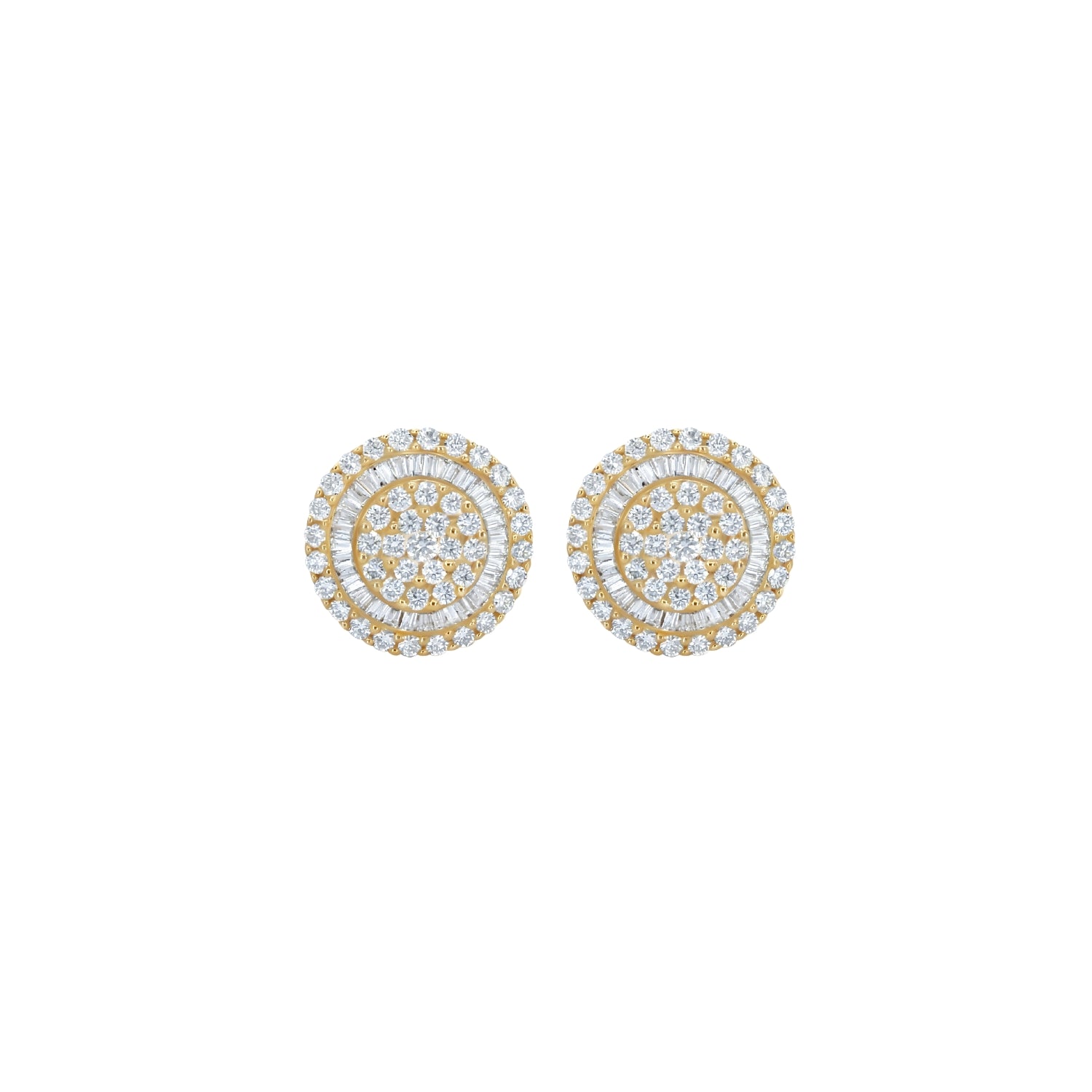 Diamond Cluster Stud Earrings in 18K Yellow Gold | JJ Jewelry Miami