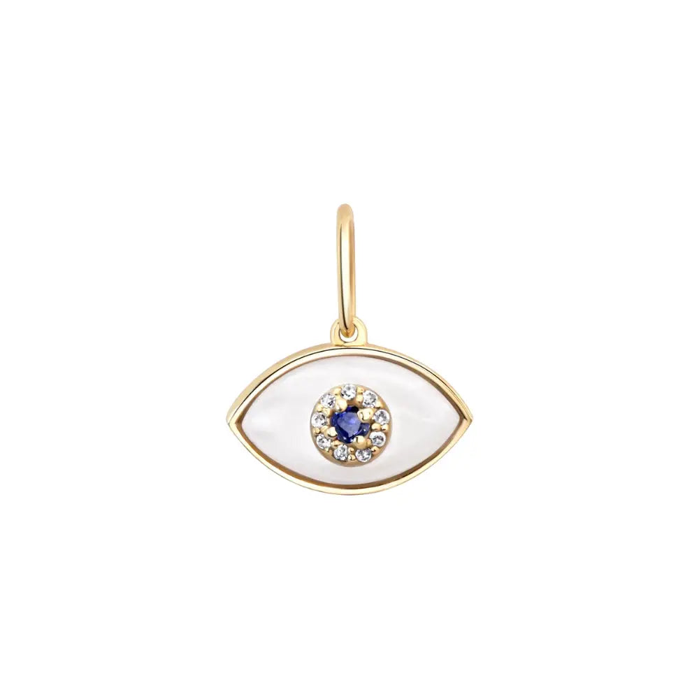 Diamond & Gemstone Evil Eye Charm in 14K Gold | JJ Jewelry Miami