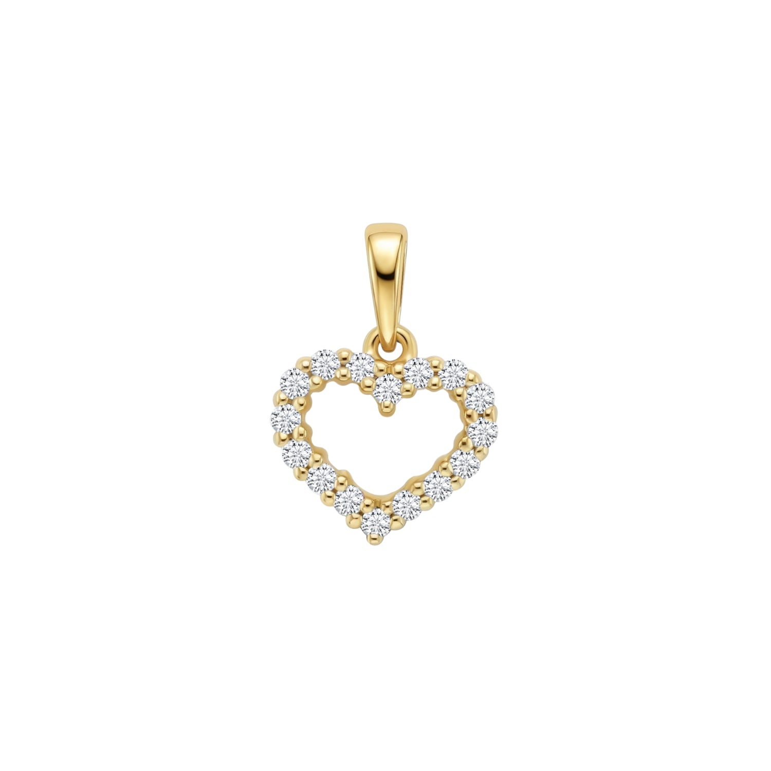 Diamond Heart Frame Pendant in 18K Yellow Gold