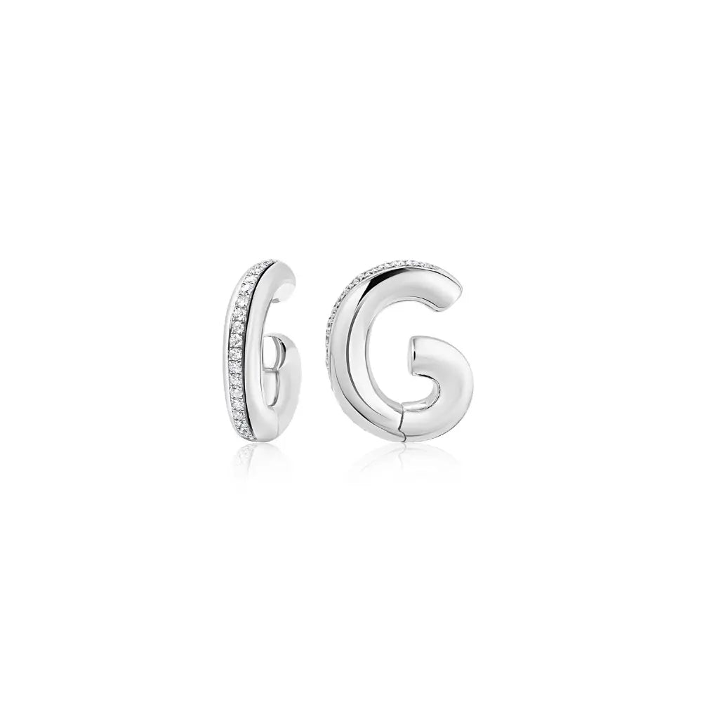 Diamond Pavé Curve Ear Cuff in 18K Gold | JJ Jewelry Miami