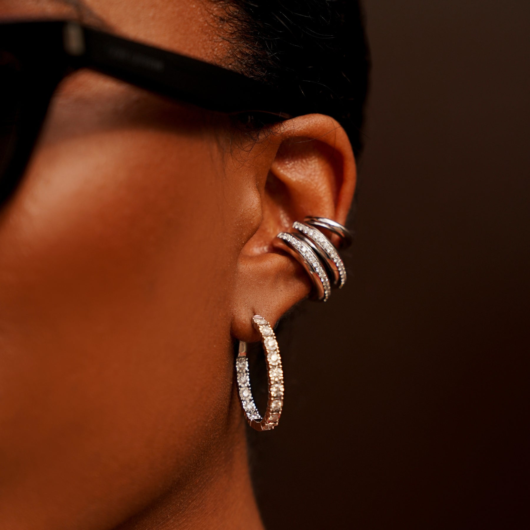 Diamond Pavé Curve Ear Cuff in 18K Gold