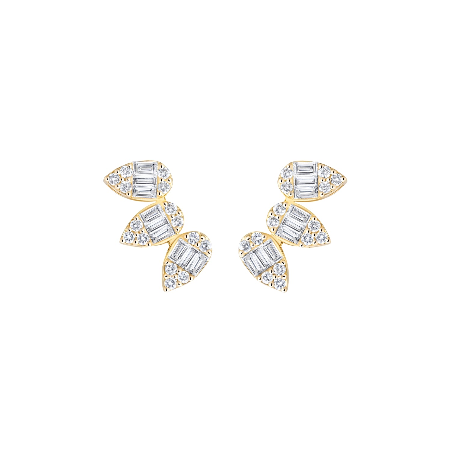 Diamond Petal Ear Crawlers in 14K Yellow Gold