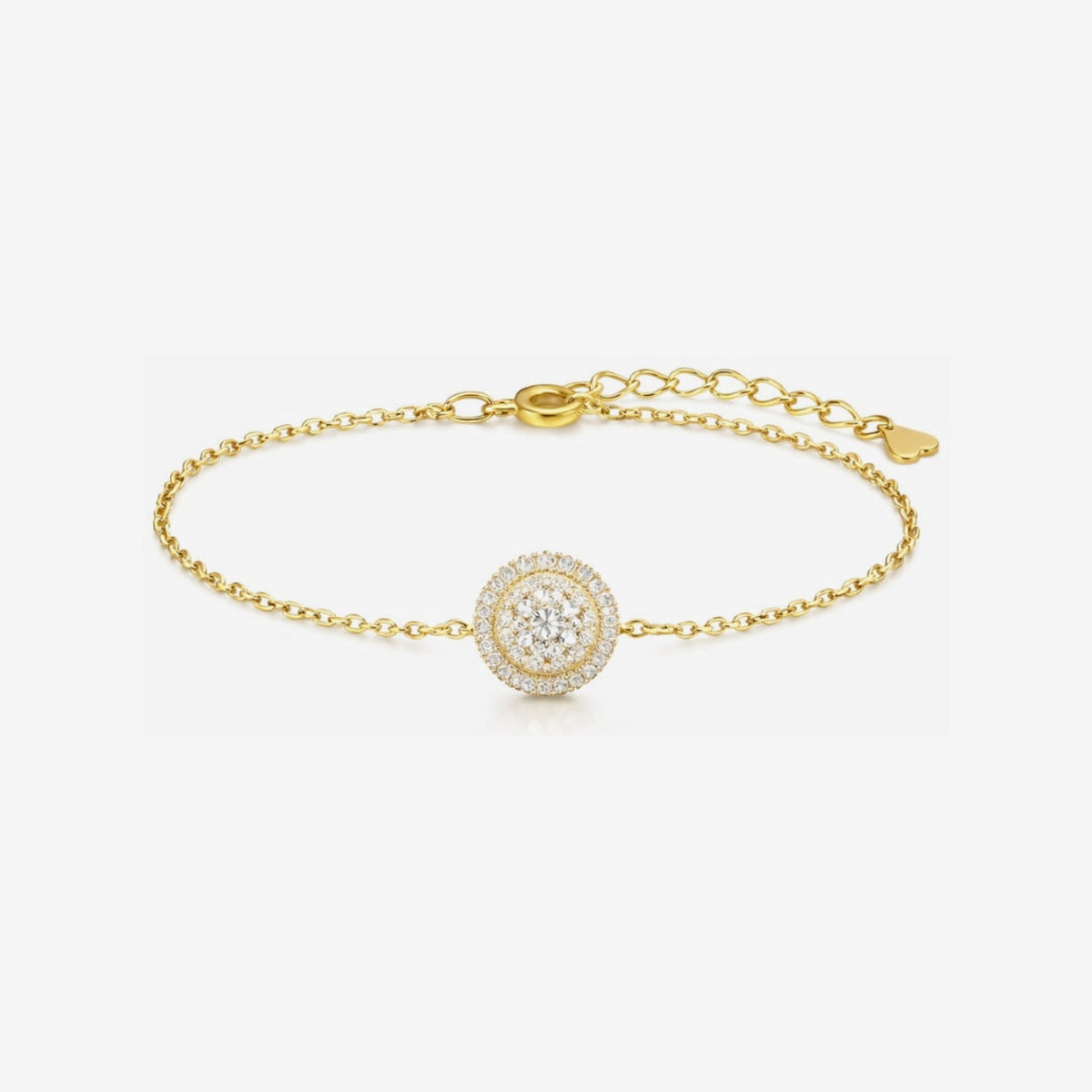 Diamond Round Cluster Chain Bracelet in Yellow Gold | JJ Jewelry