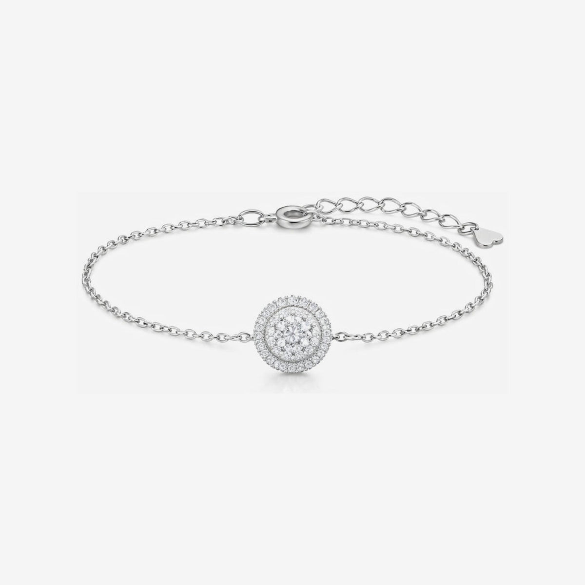 Diamond Round Cluster Chain Bracelet in White Gold | JJ Jewelry