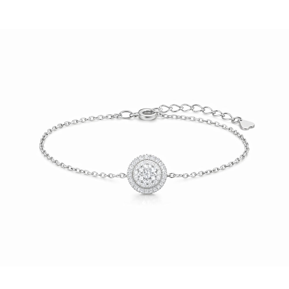 Diamond Round Cluster Chain Bracelet in 18K Yellow or White Gold