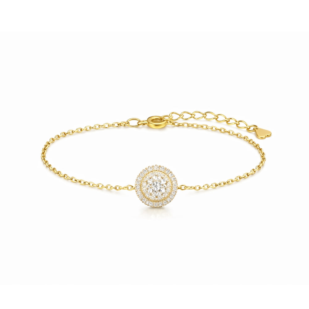 Diamond Round Cluster Chain Bracelet in 18K Yellow or White Gold