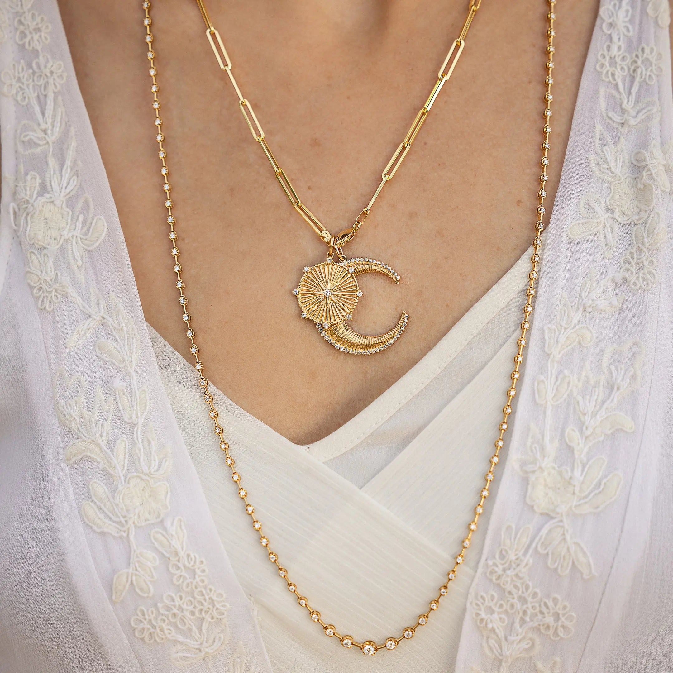 Diamond Starburst Round Pendant-Princess Jewelry Shop