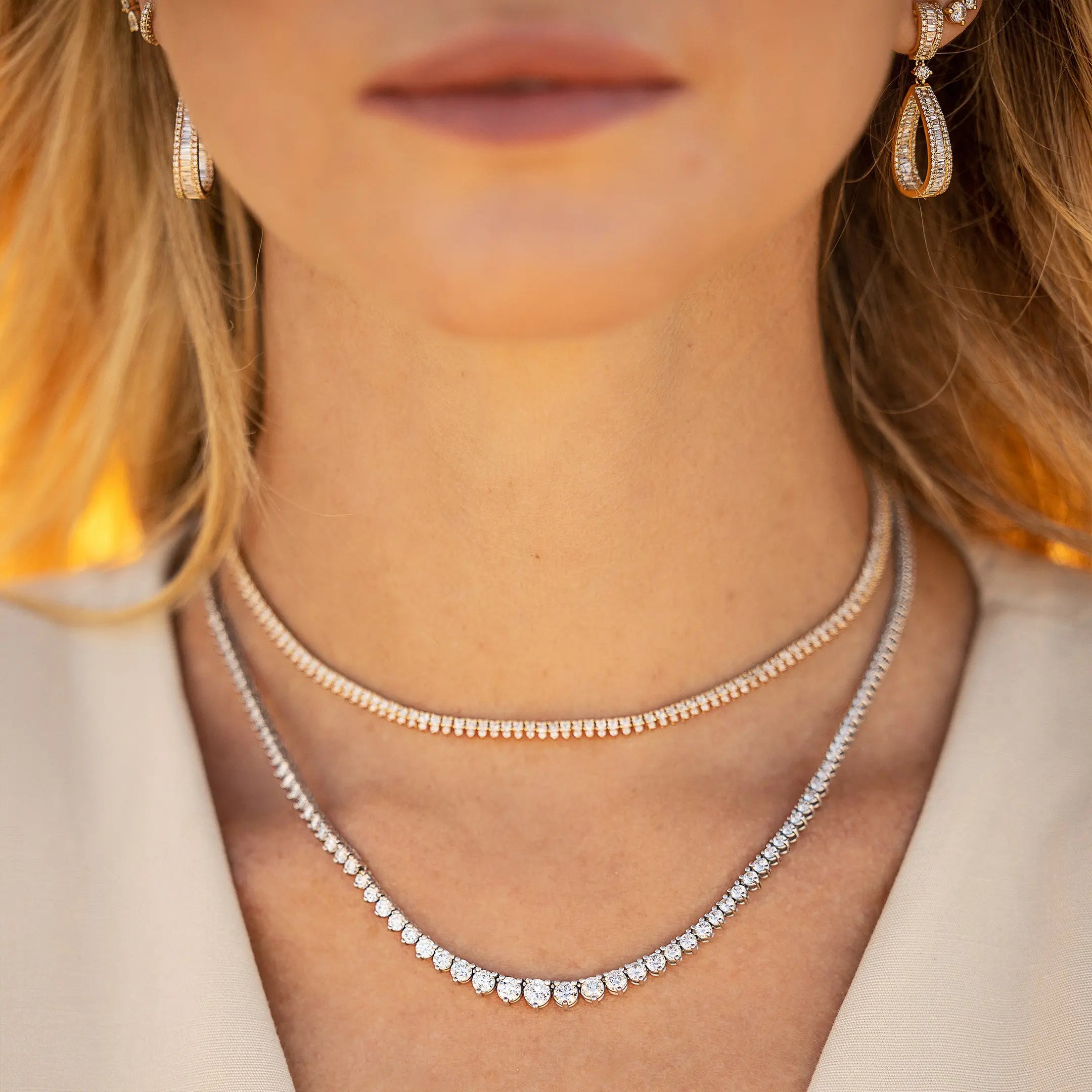 Eloah Graduated Diamond Tennis Necklace in Gold
