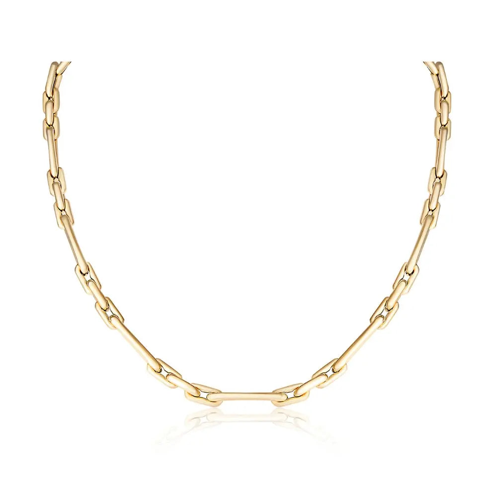 Elongated Link Chain Necklace in 14K Yellow Gold | JJ Jewelry Miami