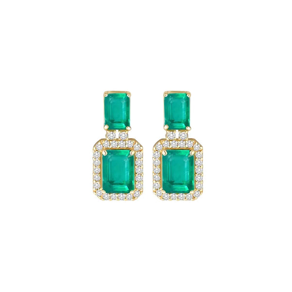 (ADD) EMERALD DIAMOND STUDS Princess Jewelry Shop