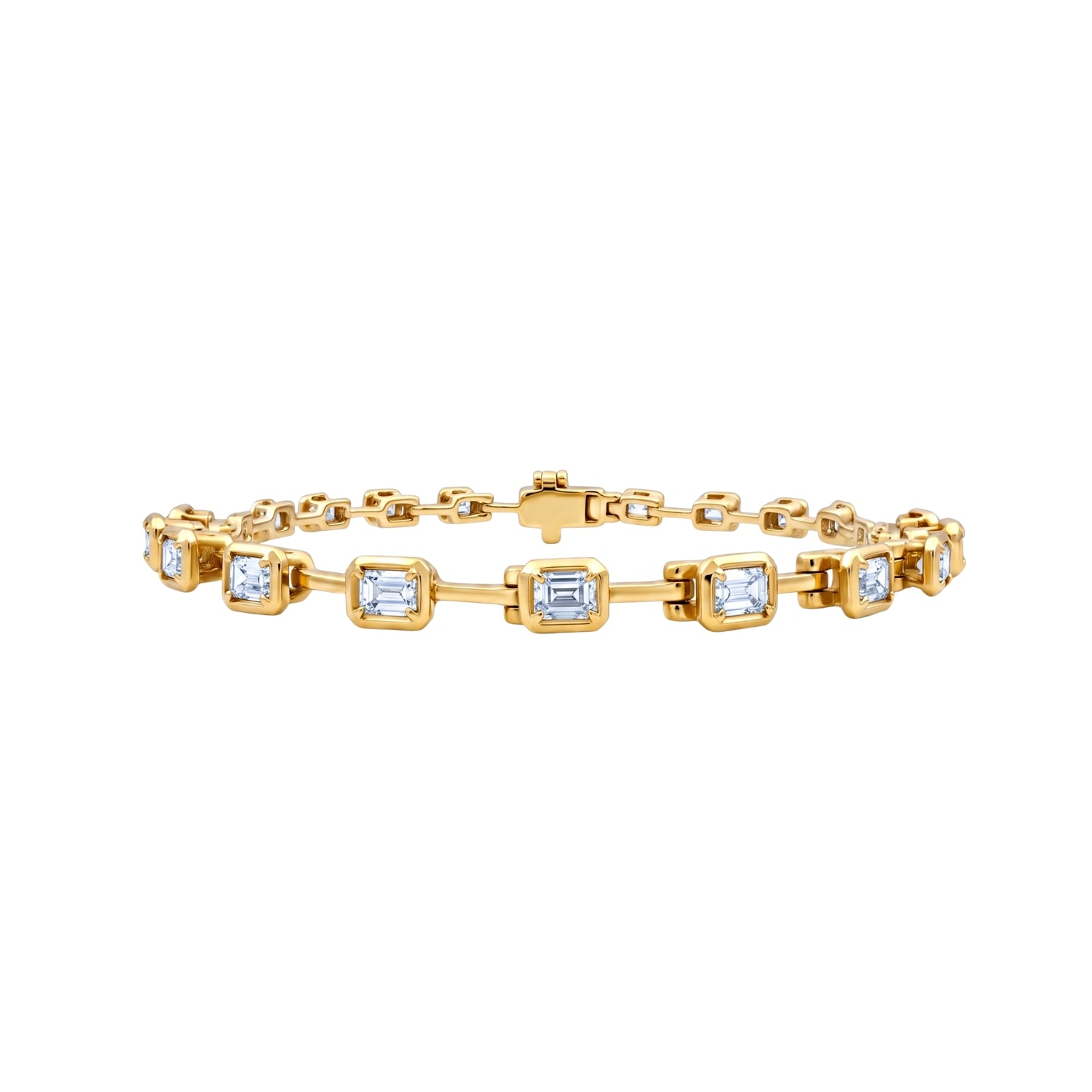 Emerald-Cut Diamond Spaced Bracelet in 18K Yellow Gold
