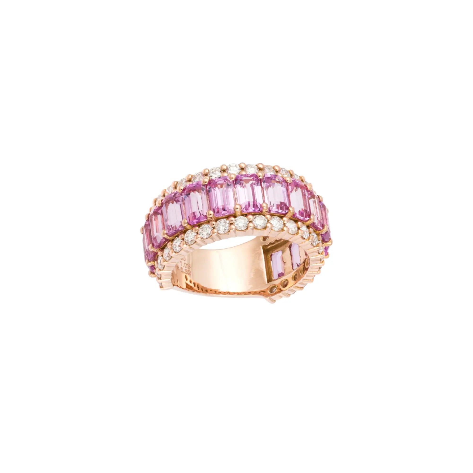 Emerald & Diamond Eternity Band in 18K Gold | JJ Jewelry Miami