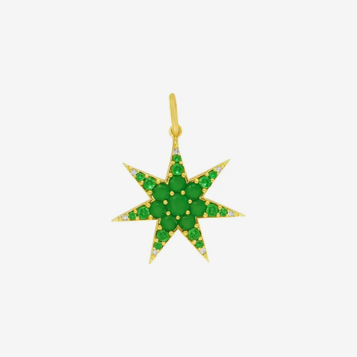 Emerald Star Pendant with Diamonds in 14K Yellow Gold, view 2 | JJ Jewelry Miami