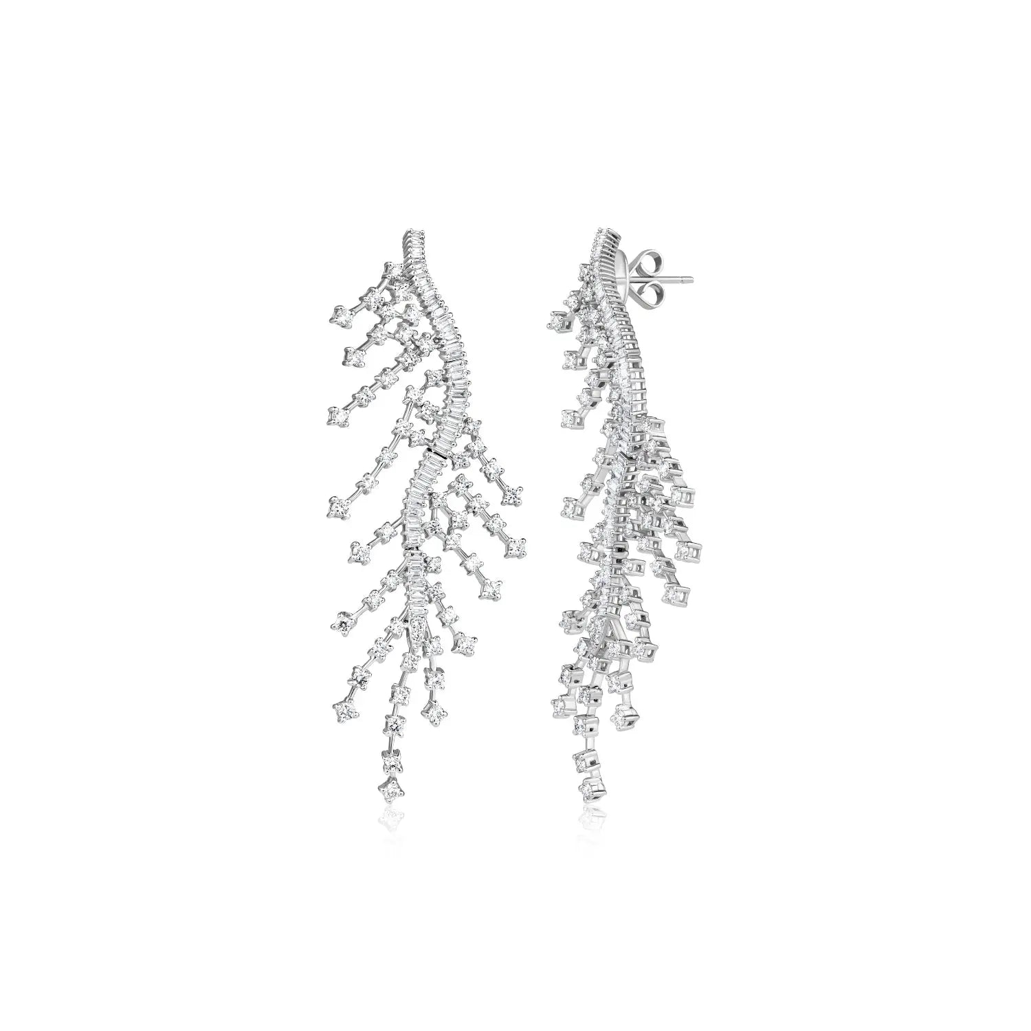Falling Leaves Firework Diamond Drop Earrings | JJ Jewelry Miami