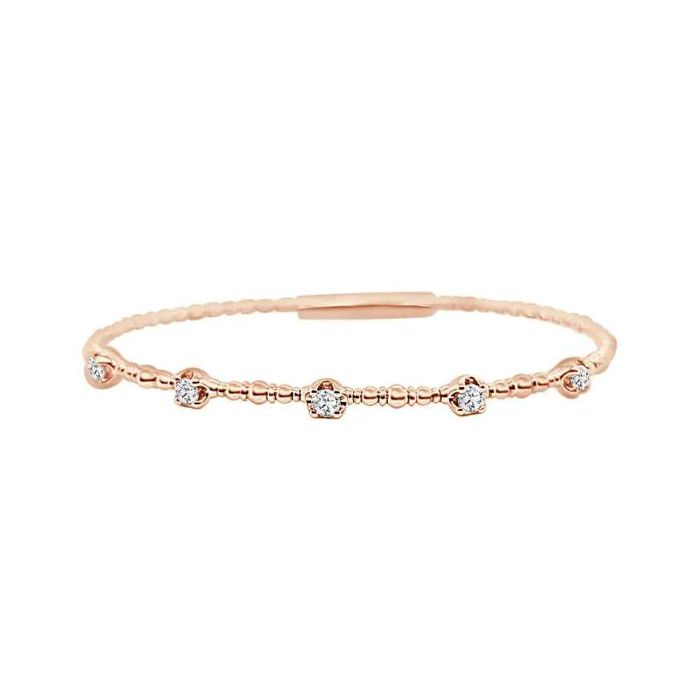 Five Diamond Dot Flexible Bangle in 18K Gold | JJ Jewelry Miami