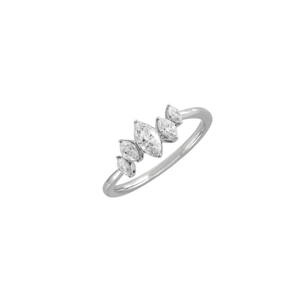 Four Pear Diamond Curved Pinky Ring in 18K Gold
