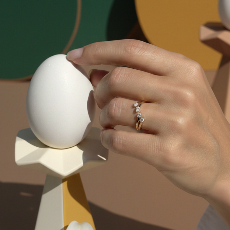 Four Pear Diamond Open Ring, lifestyle view 2 | JJ Jewelry